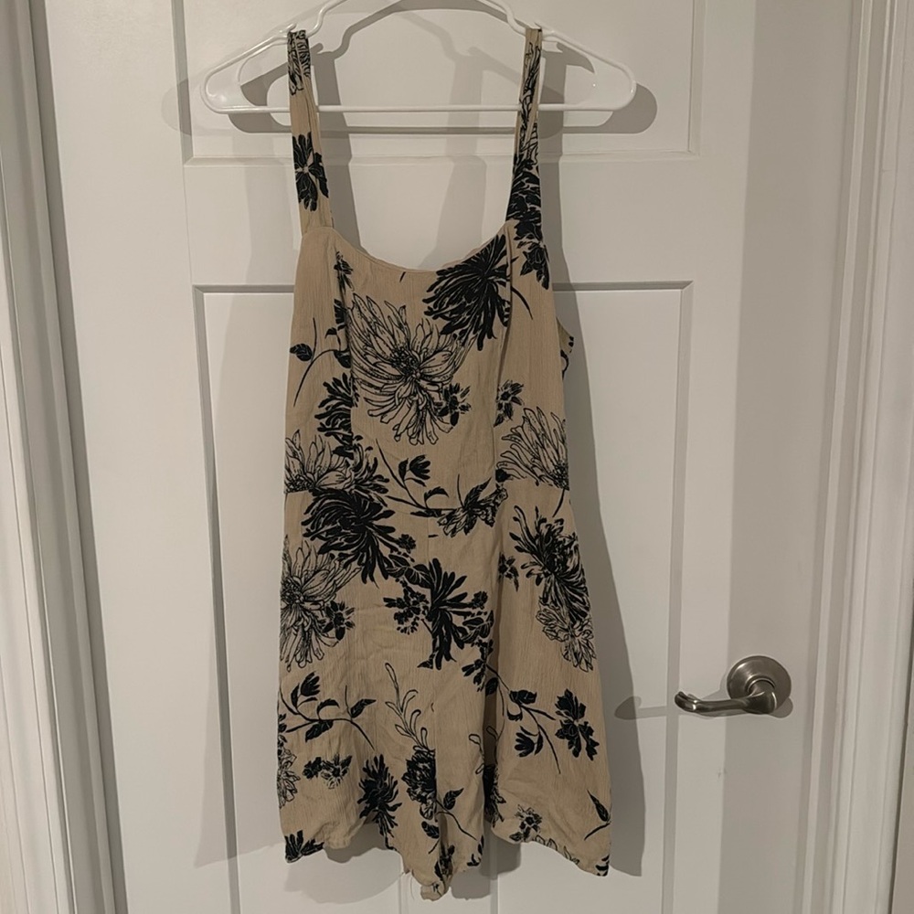 Tan & Black Floral Romper